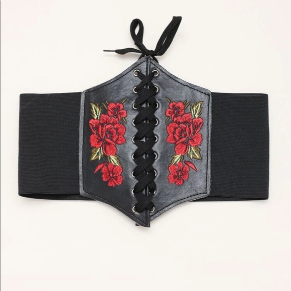 Black Rose Corset Belt New - Picture 2 of 7